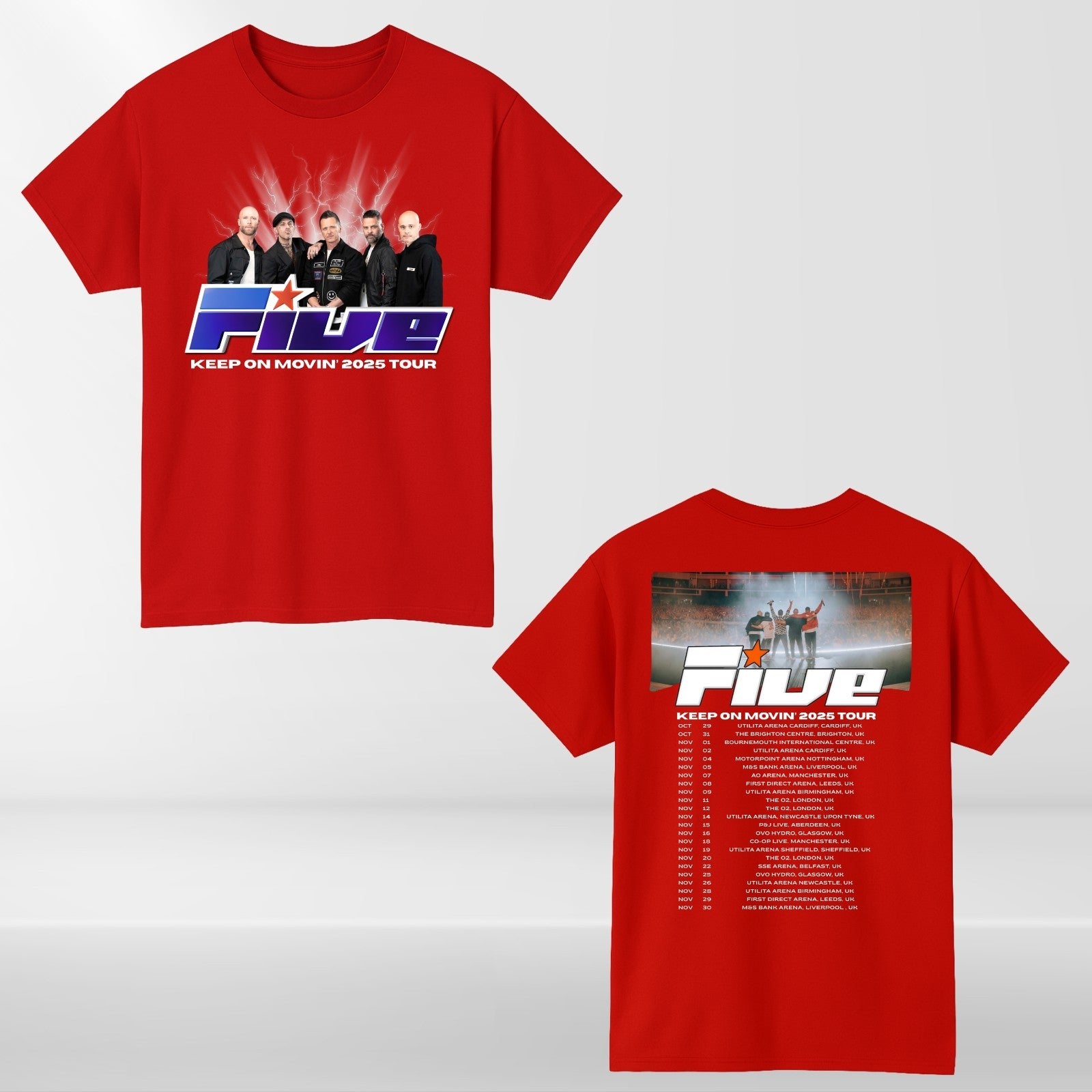Five Band Concert T-Shirt Keep On Moving 2025 Tour t tshirt Retro Pop Gift Top