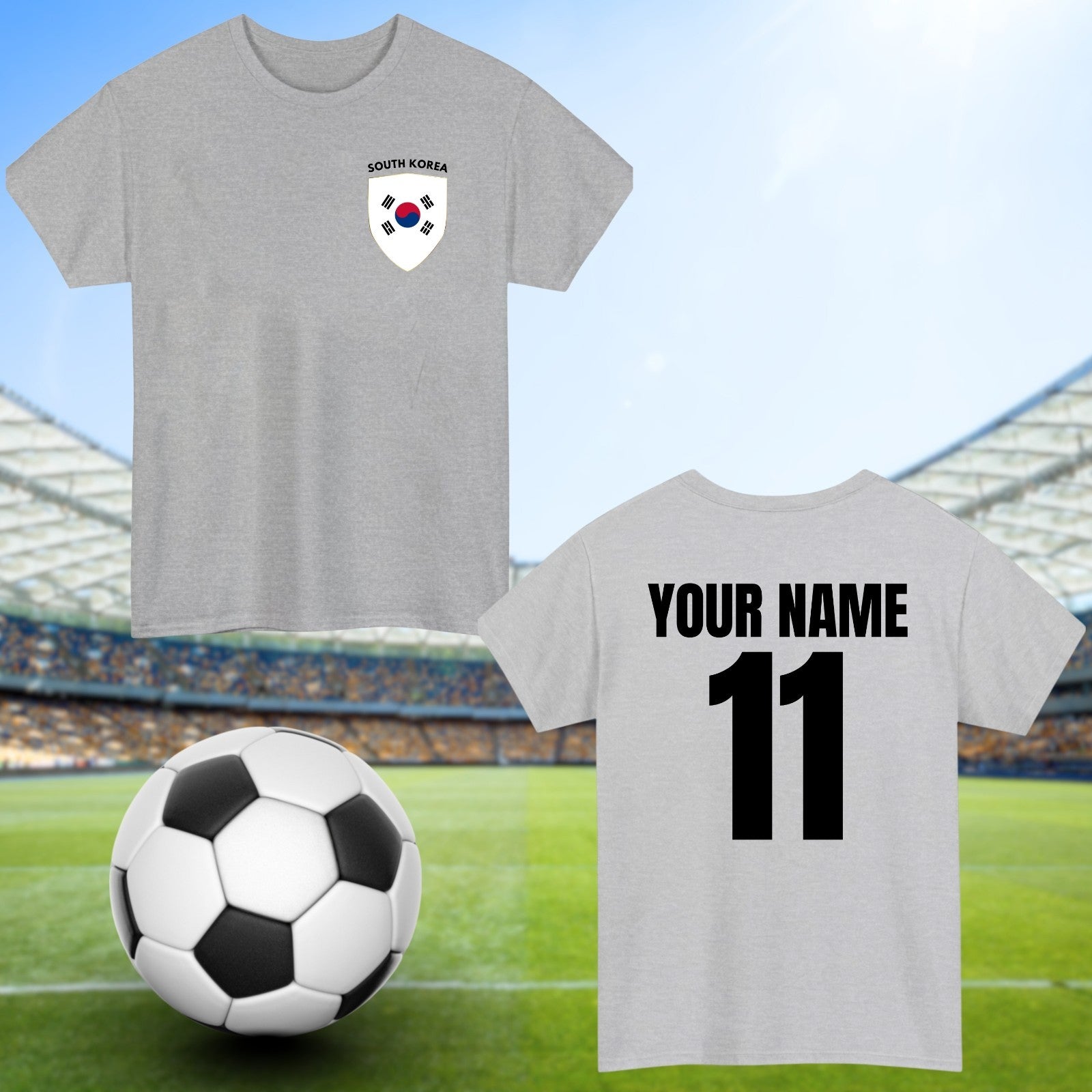 Personalised South Korea Football T-Shirt Custom Name And Number Sports Lover To