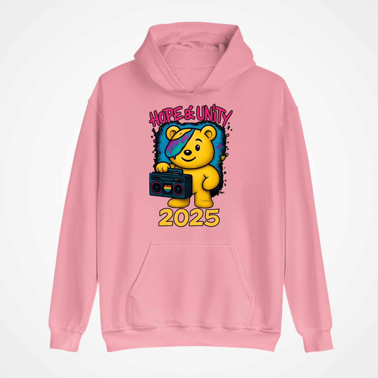 Hope & Unity 2025 Bear Hoodie | Positive Graphic Hoodie | Unisex 3Y–4XL
