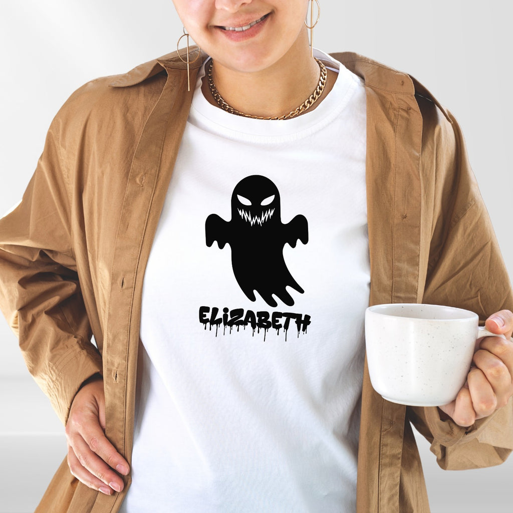 Personalised Halloween Ghost Couple T-Shirt Custom Name Spooky Scary Festive Top