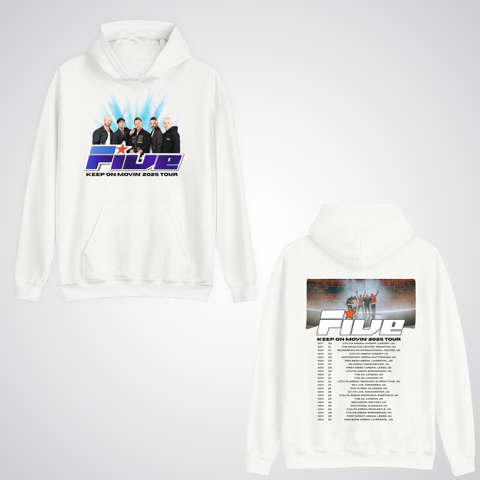 Five Keep On Movin Tour Concert 2025 Music Band Adult & Kids Reunion Uk Hoodie