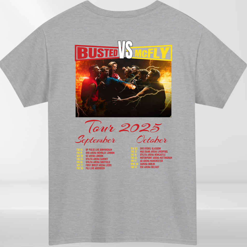 McFly vs Busted Tour 2025 T-Shirt Team McFly Band Front & Back Concert Gift Top