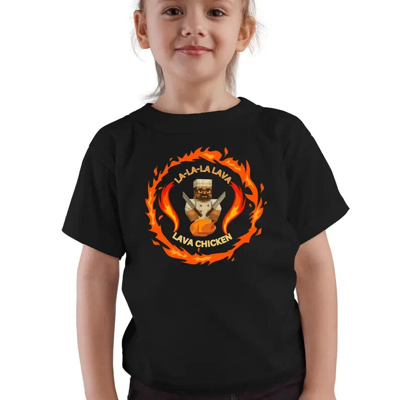 Funny Lava Chicken Kids T-Shirt – Gaming Inspired Tee –Steve Style Graphic Shirt