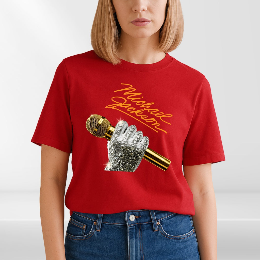Michael Jackson Signature T-Shirt Gold Mic Glove King of Pop Graphic Unisex Tee