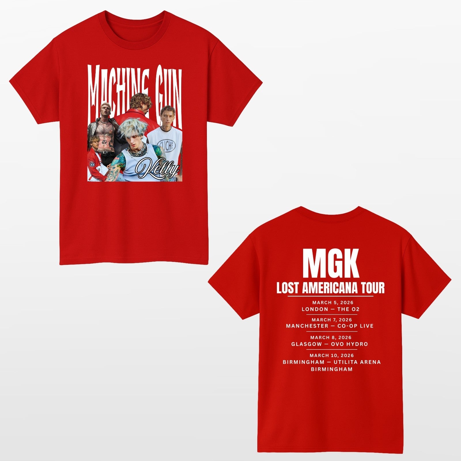 MGk Lost Americana Tour Style T Shirt Front & Back  Music Inspired Tee Unisex