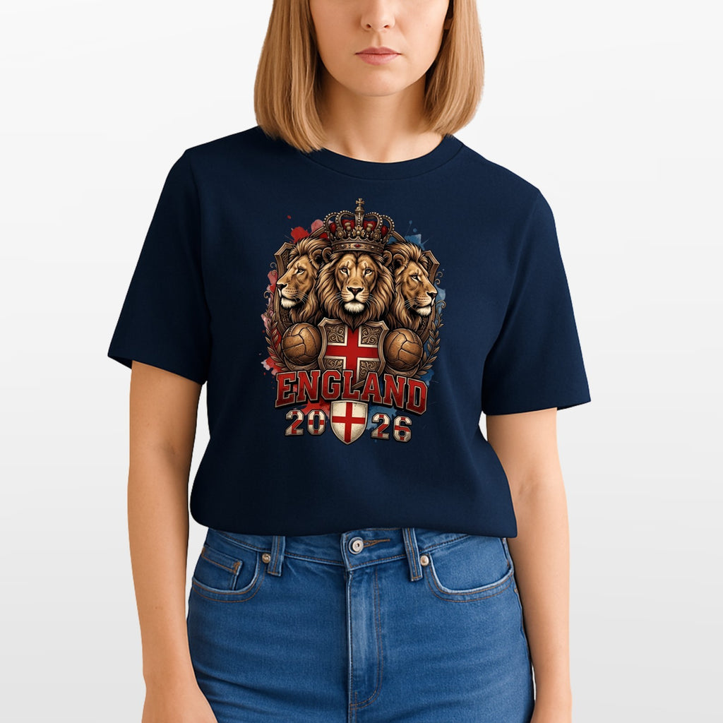 England 2026 Three Lions Inspired T Shirt Football Fan Graphic Gift Tee UK