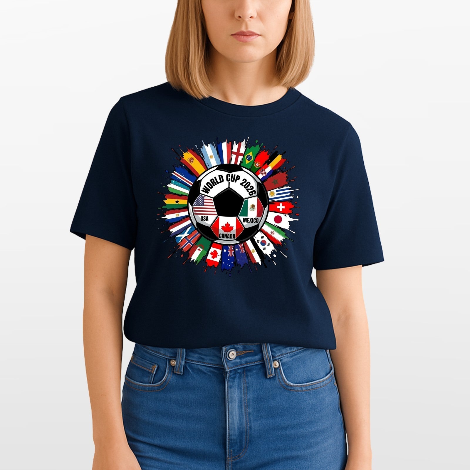 World Cup 2026 Football T-Shirt Unisex Soccer Fan Graphic Tee USA Canada Mexico
