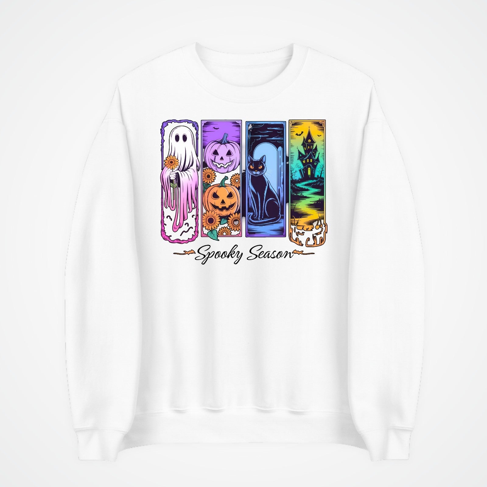 Spooky Season Jumper | Cute Halloween Sweatshirt | Ghost Pumpkin Cat Design | Au