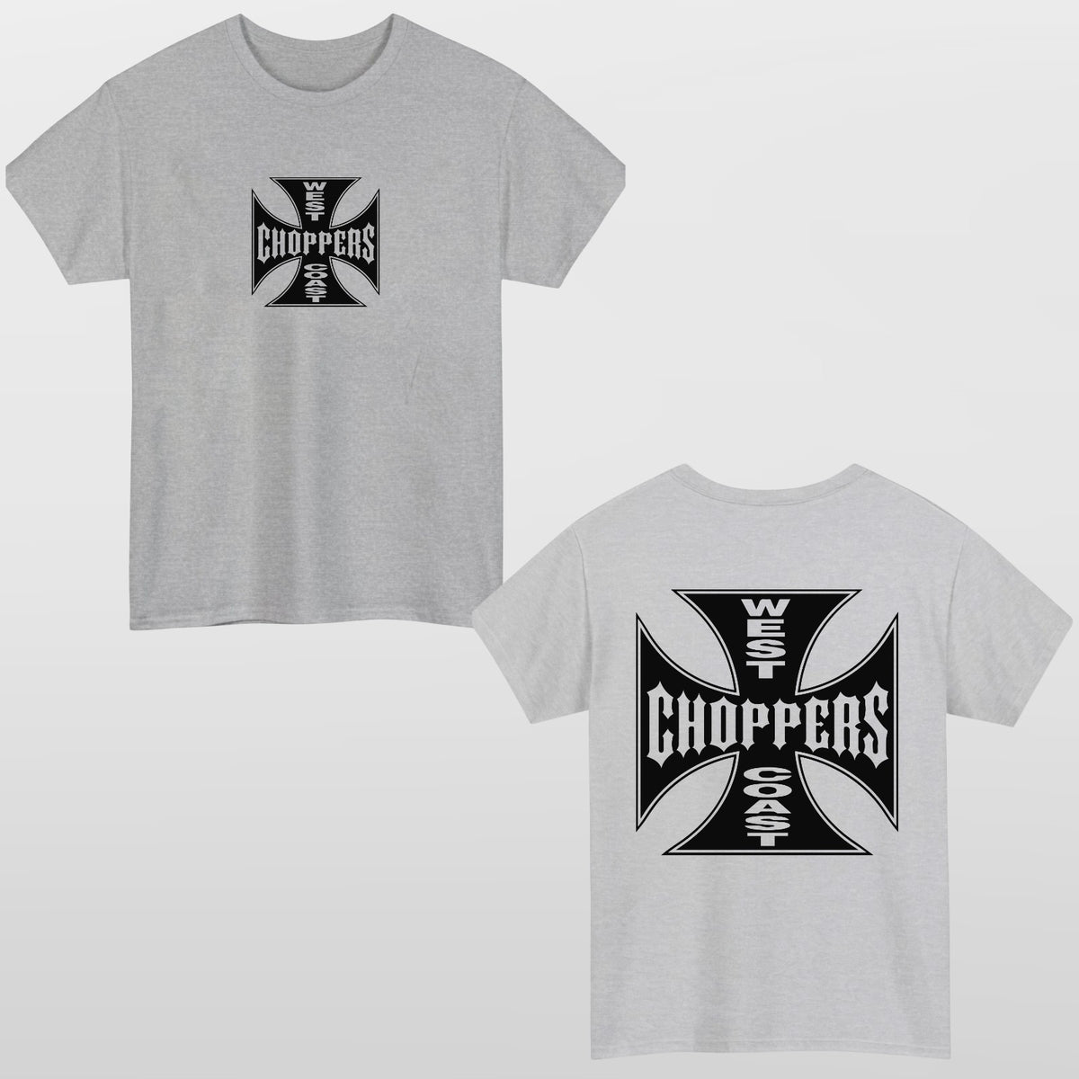 West Coast Choppers Cross Logo T Shirt Front Back Print Biker Graphic Tee