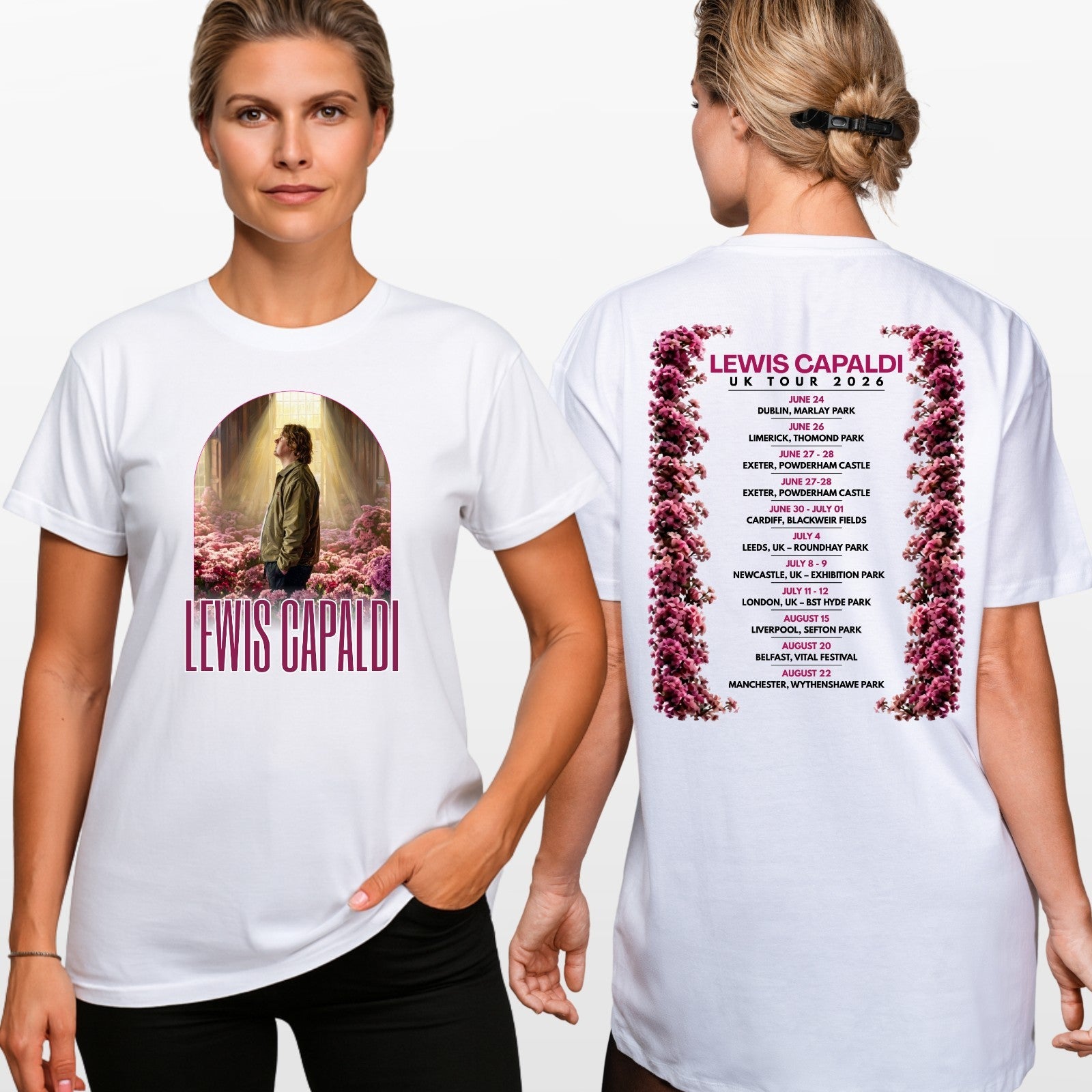Lewis Capaldi Music Inspired UK Tour 2026 T Shirt Front Back Print Unisex Fan