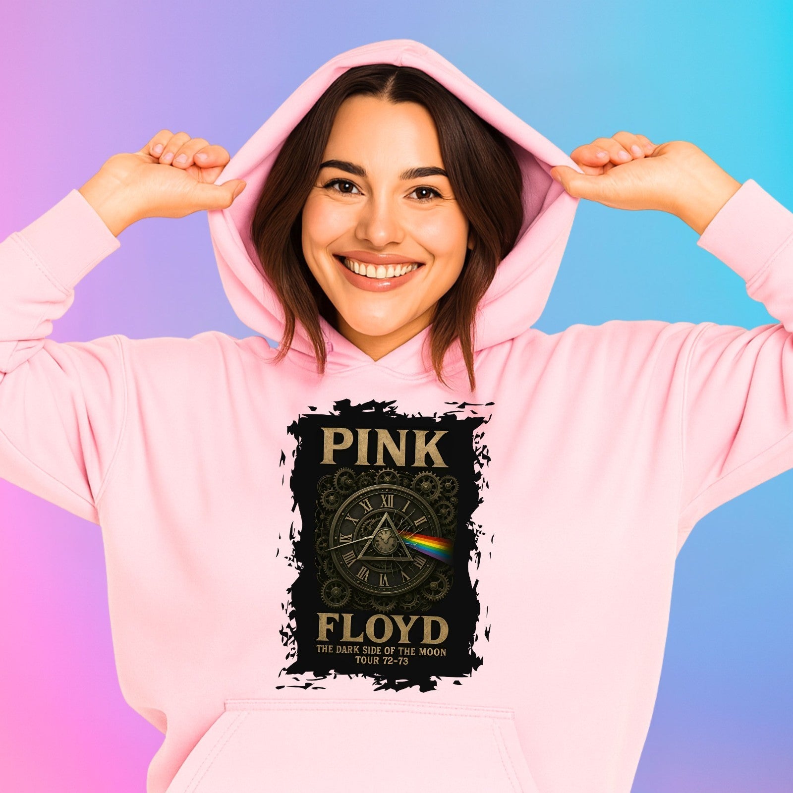 Vintage Psych Hoodie | Dark Side Of The Moon Band Hoodie | Music Gift Top 3Y–4XL
