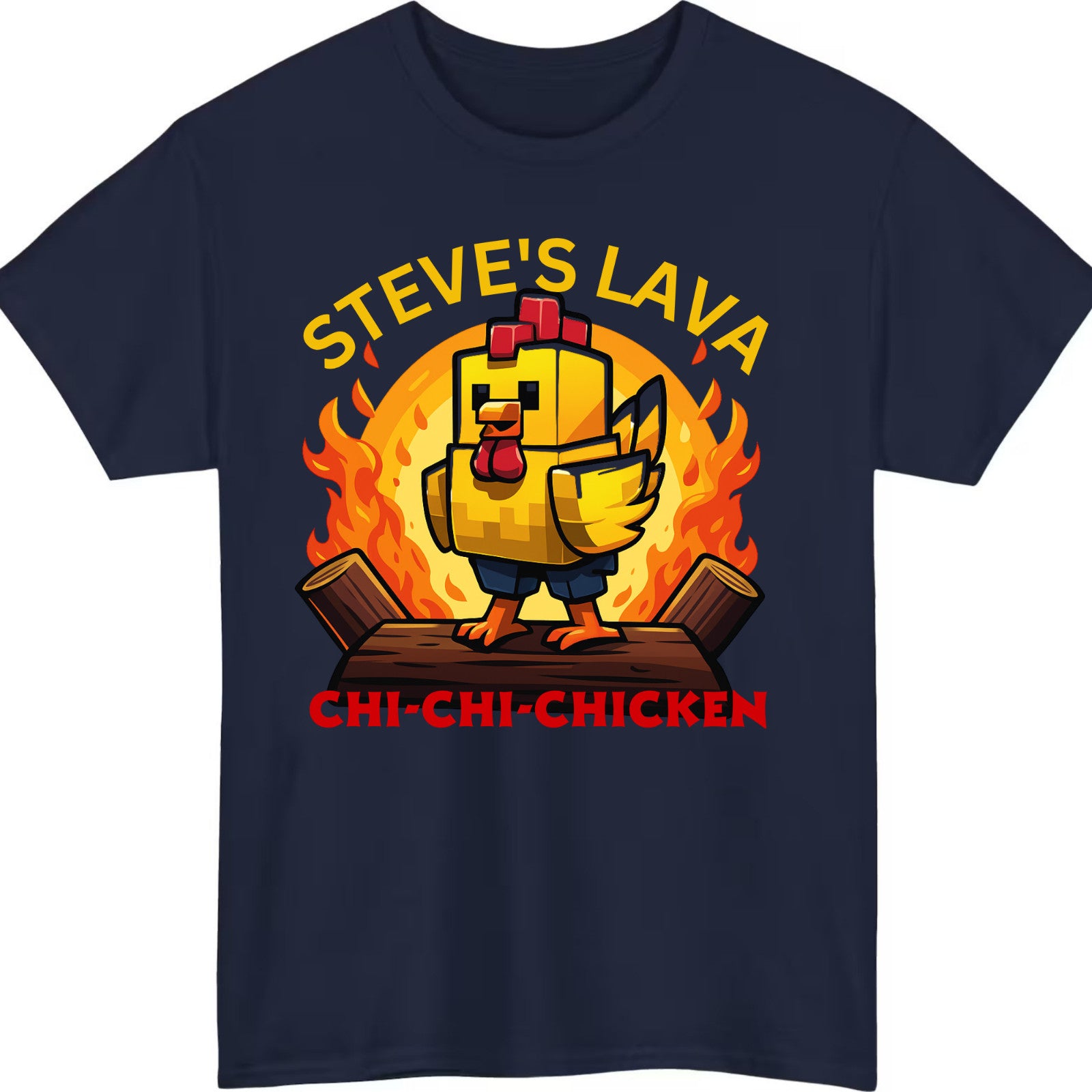 Steve’s Lava Chicken Funny Pixel on T-Shirt product view 4