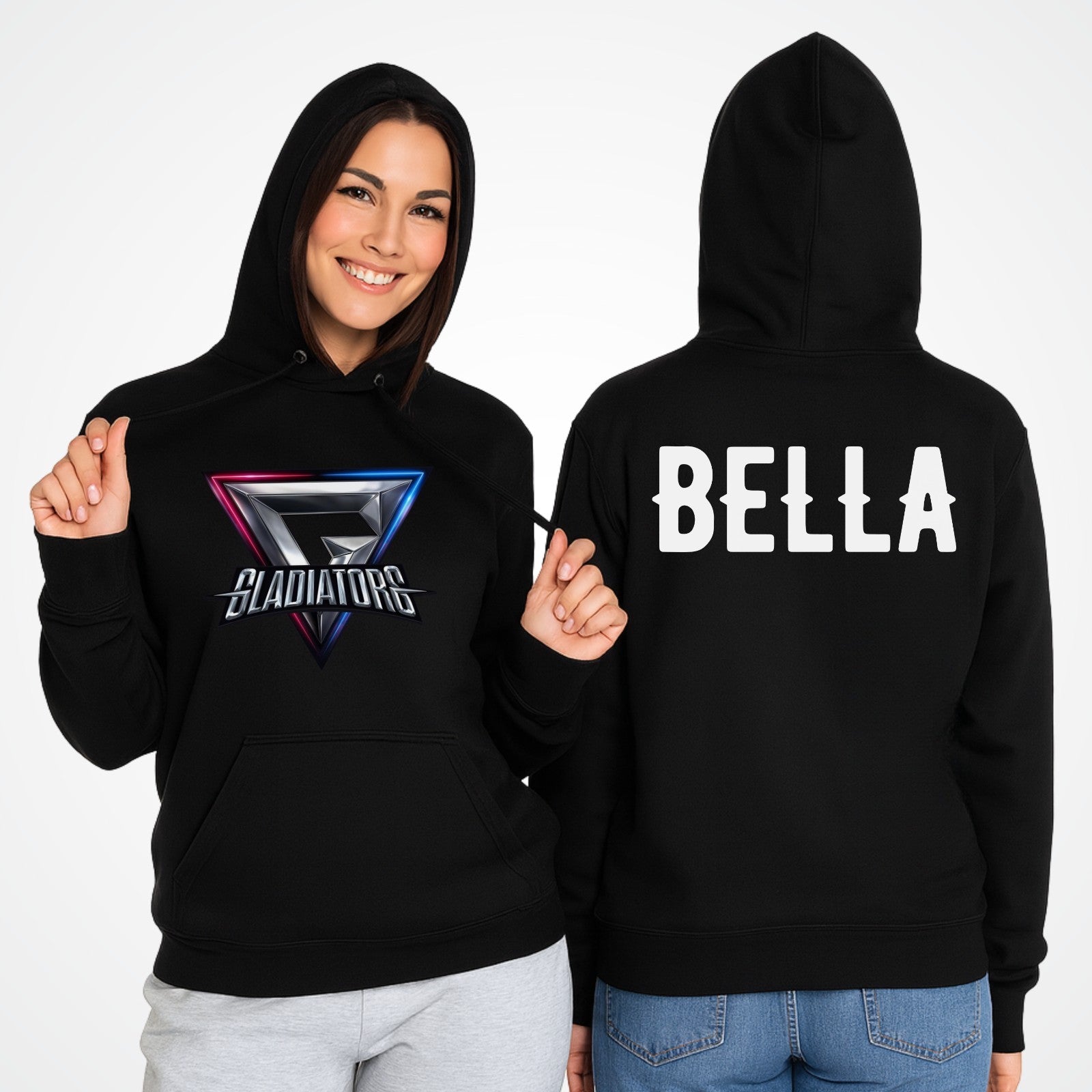 Personalised Gladiators Adult Kids Hoodie Gaming Team Gamer 90's TV Show Xmas