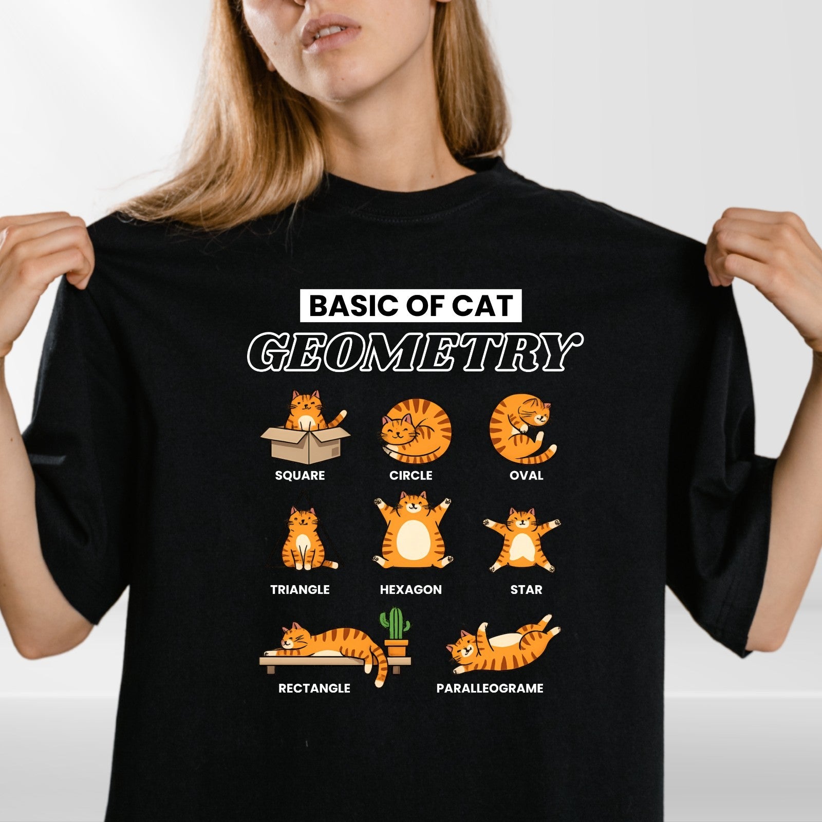 Cat Geometry Graphic Print Animal Meme Mens Womens Shirt Unisex Tee
