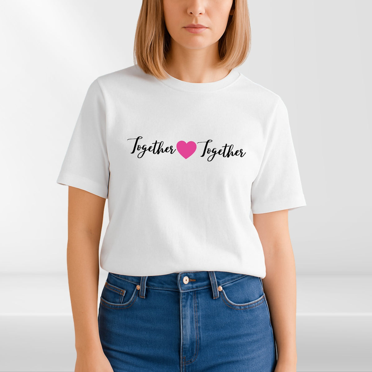 Together Heart Love Graphic T-Shirt Unisex Romantic Gift Casual Tee Top