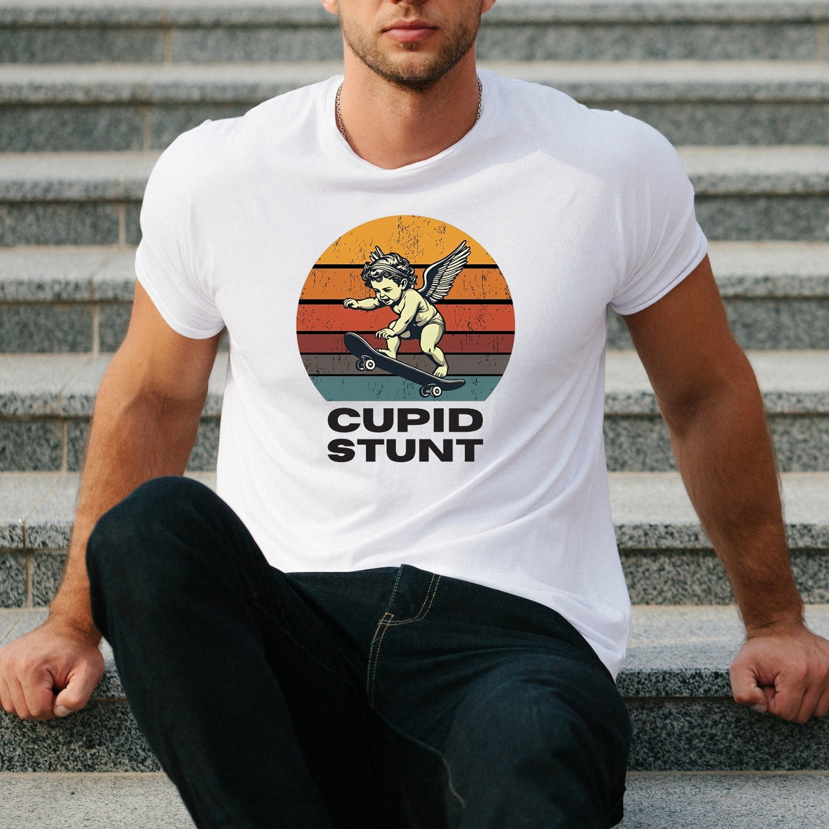 Cupid Stunt Funny Joke T Shirt Sarcastic Humour Unisex Party Gift Tee Top