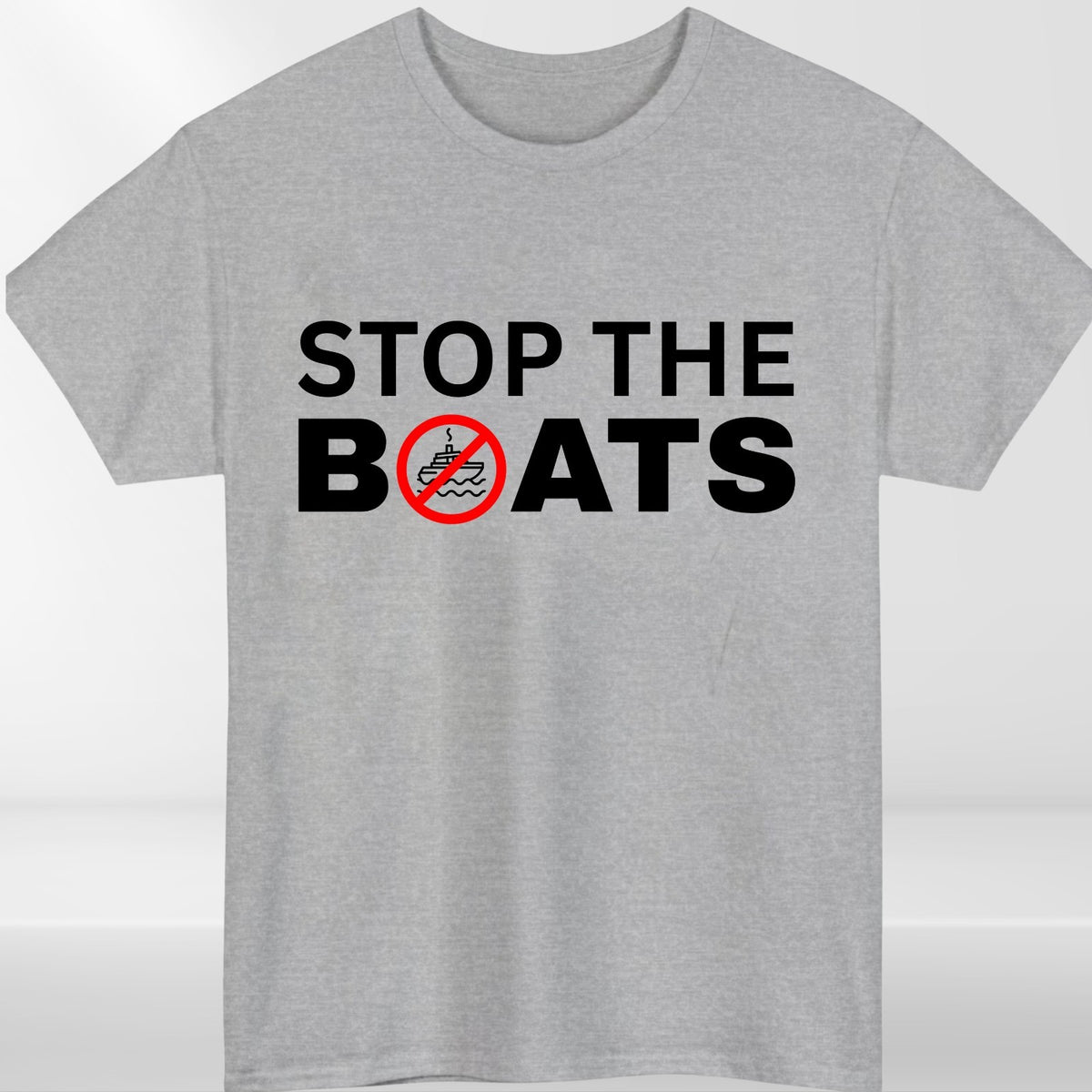 Stop The Boats Political Slogan Funny Graphic T Shirt Unisex Tee