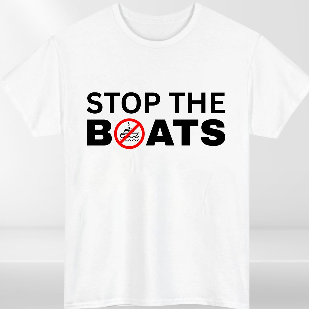 Stop The Boats Political Slogan Funny Graphic T Shirt Unisex Tee