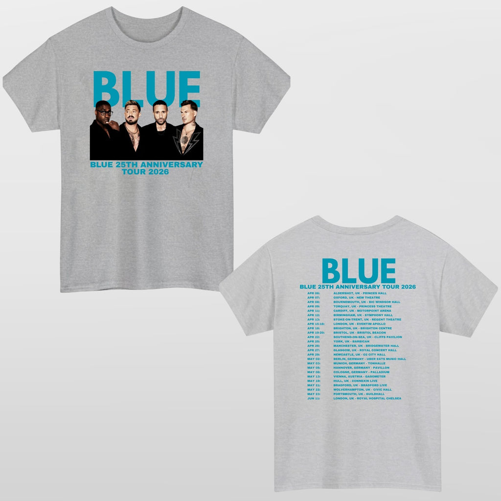 Blue 25th Anniversary Tour 2026 Unisex T Shirt - UK Pop Band Music Retro Top