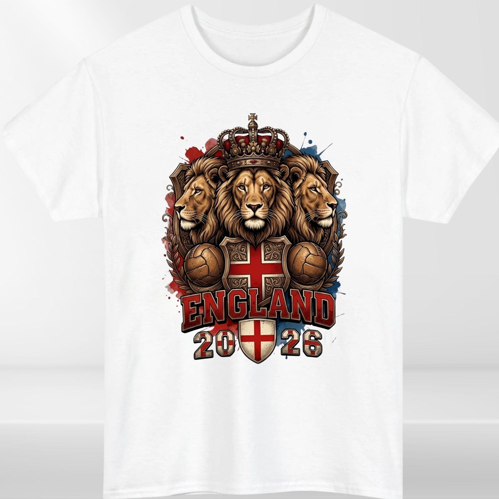 England 2026 Three Lions Inspired T Shirt Football Fan Graphic Gift Tee UK