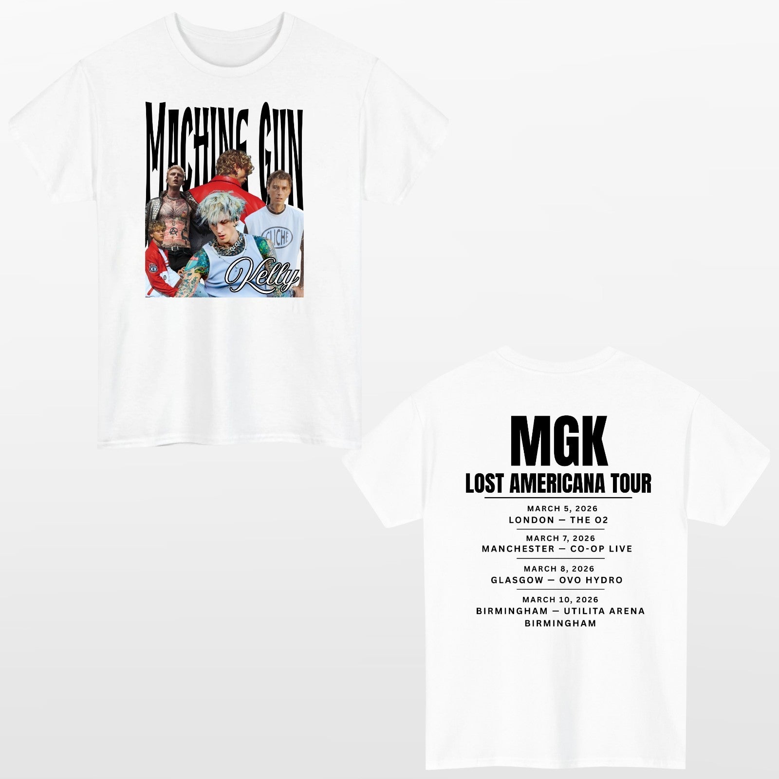 MGk Lost Americana Tour Style T Shirt Front & Back  Music Inspired Tee Unisex