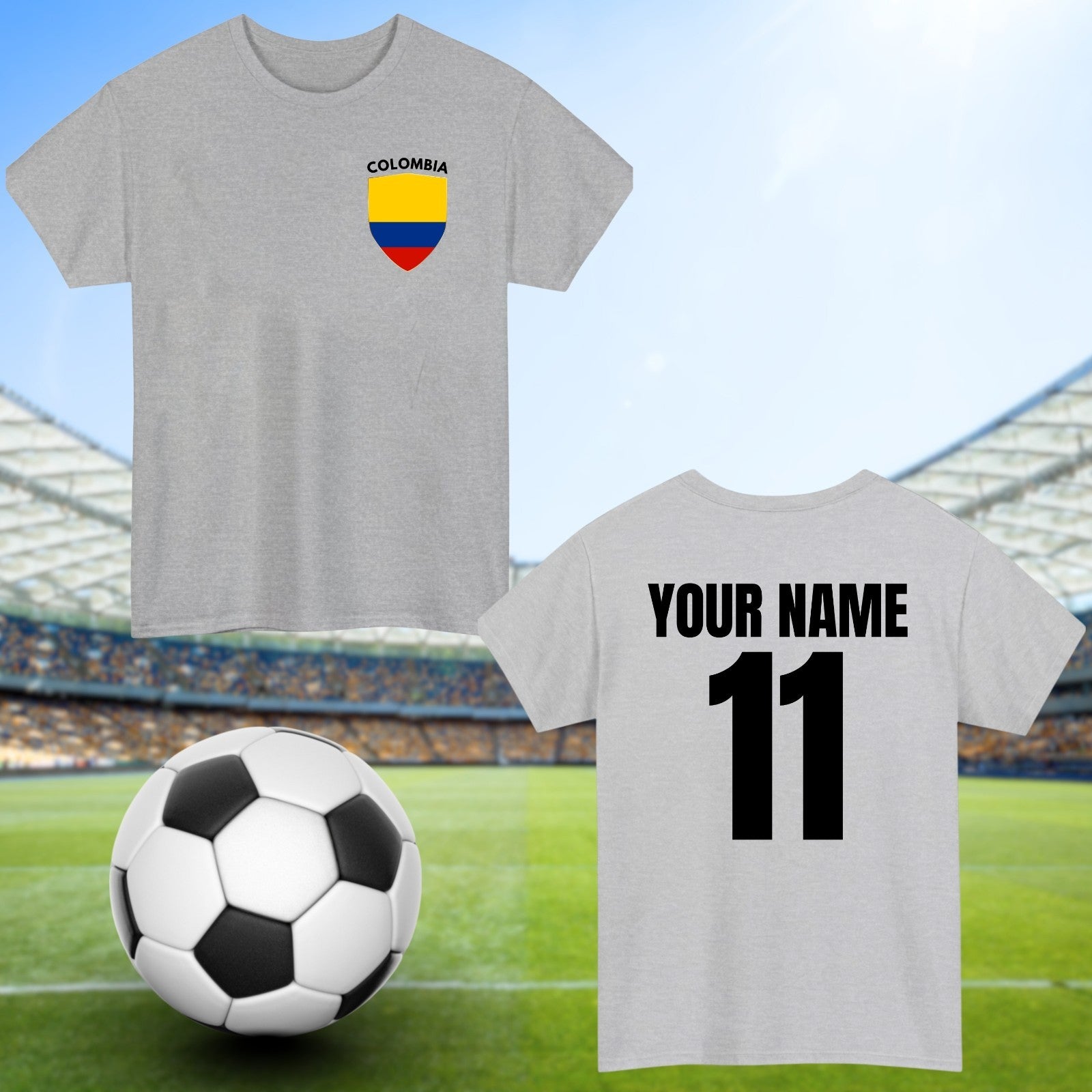 Personalised Colombia Football T-Shirt Custom Name And Number Sports Lover To