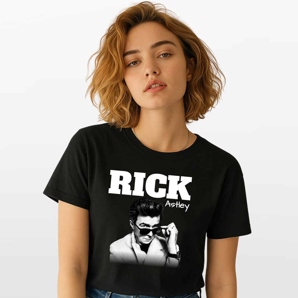 Rick Astley Homage T-Shirt Funny UK Music Icon Legend 90's 80's Retro Tee