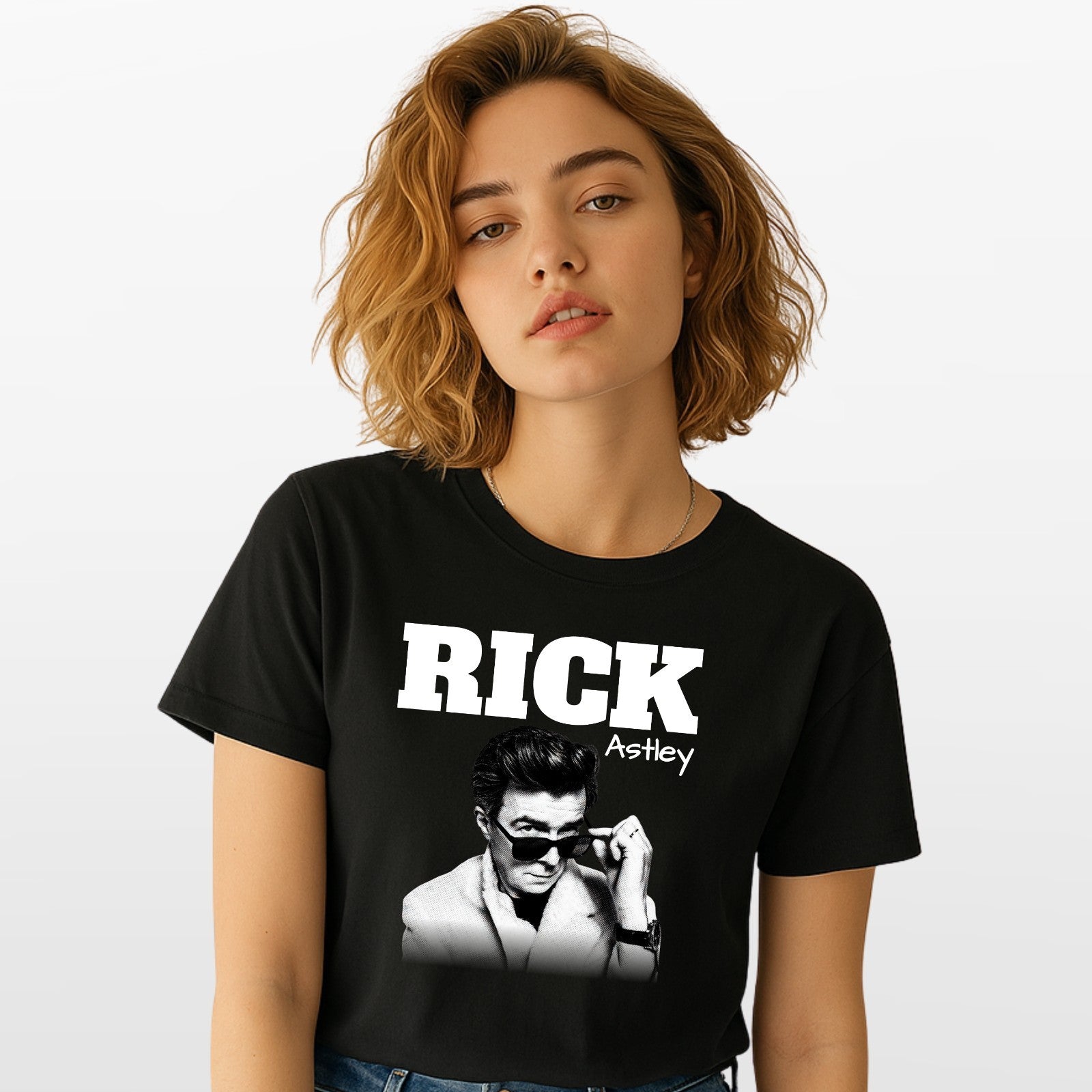 Rick Astley Homage T-Shirt Funny UK Music Icon Legend 90's 80's Retro Tee