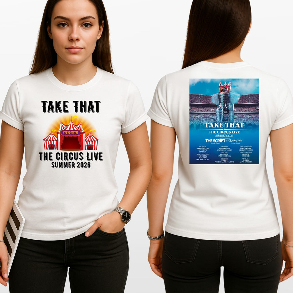 Take That The Circus Live Summer 2026 T-Shirt Double Sided Concert Merch