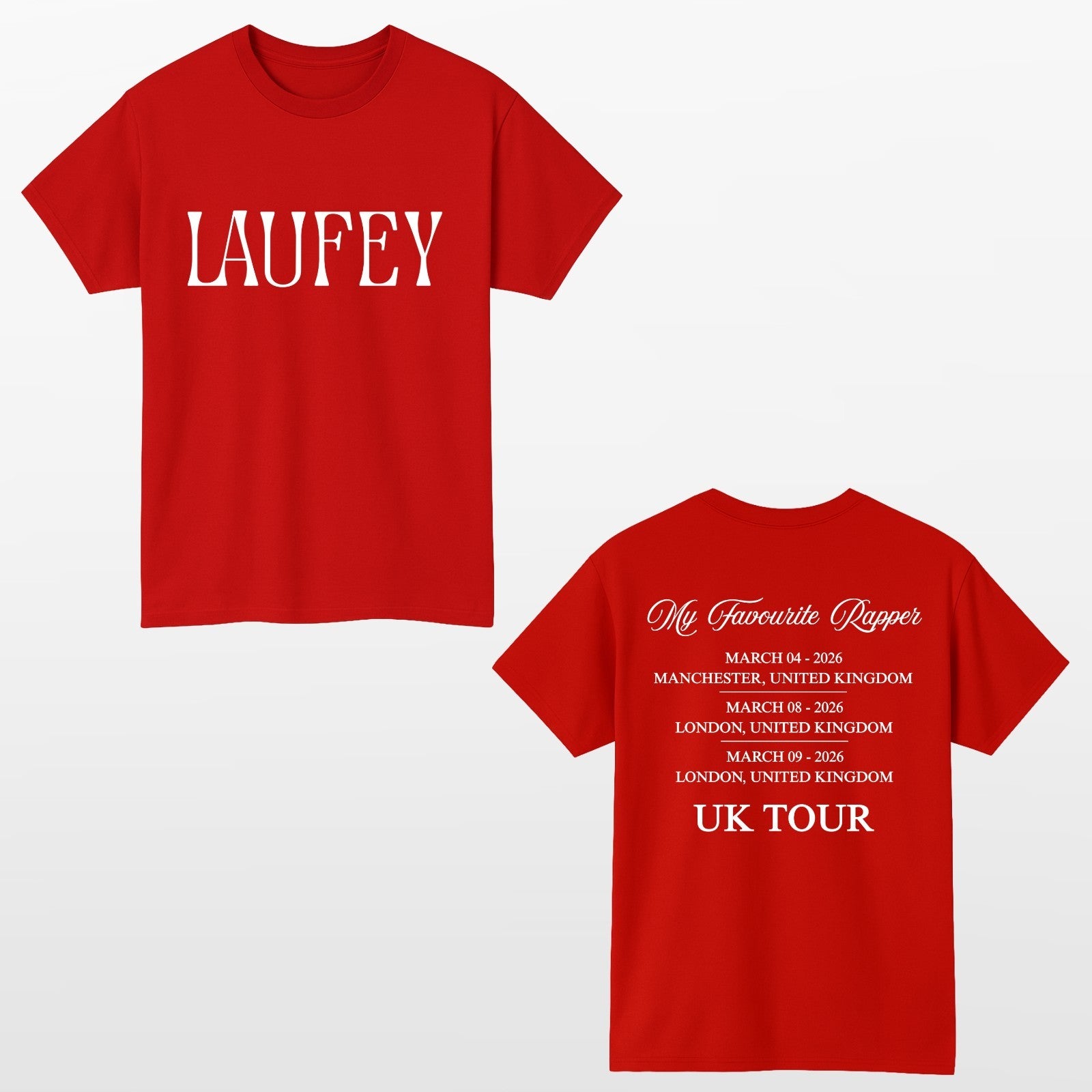 Laufey Favourite Rapper UK Tour Style T Shirt Front & Back Print Music Fan Tee