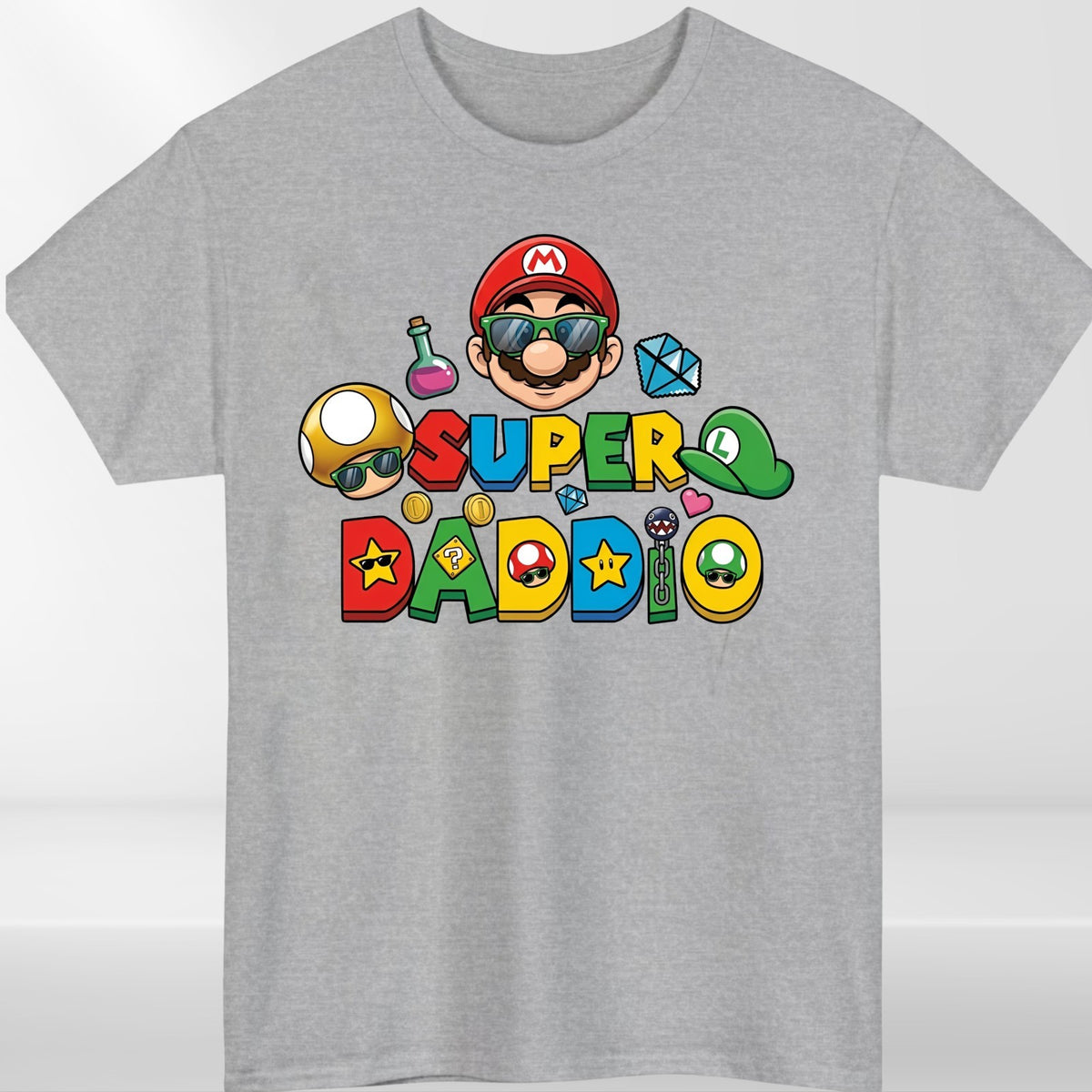 Super Mario Daddio Inspired T Shirt Funny Gaming Dad Unisex Gift Tee Top