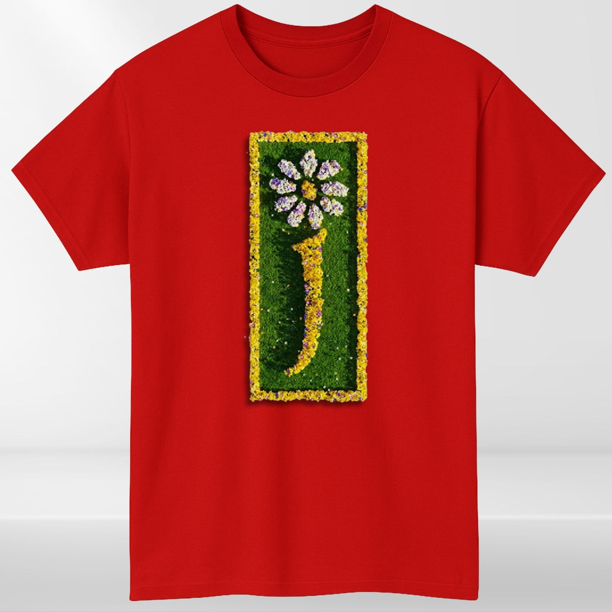 Floral Letter J Graphic T Shirt Aesthetic Daisy Alphabet Print Unisex Casual Cot