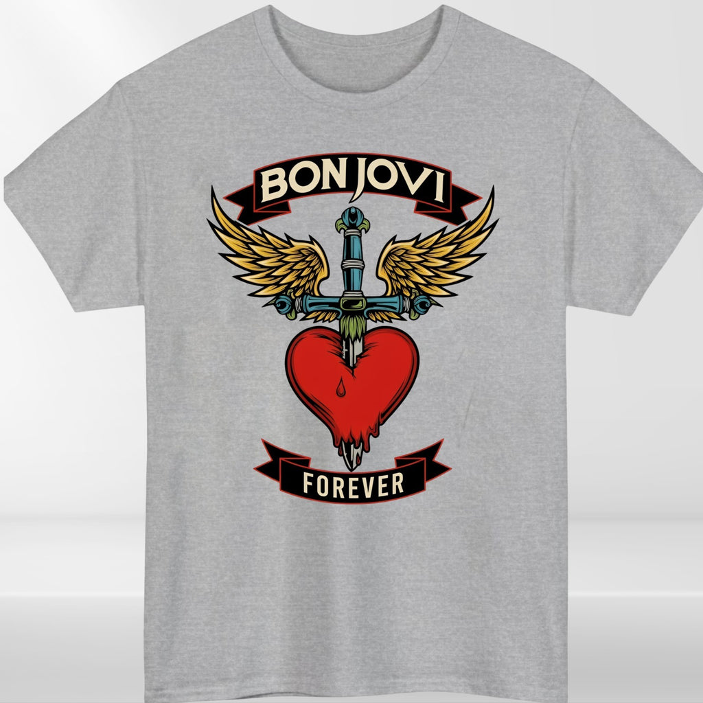 Bon Jovi Forever Inspired T-Shirt Band Merch Heart – Vintage Rock Band Concert