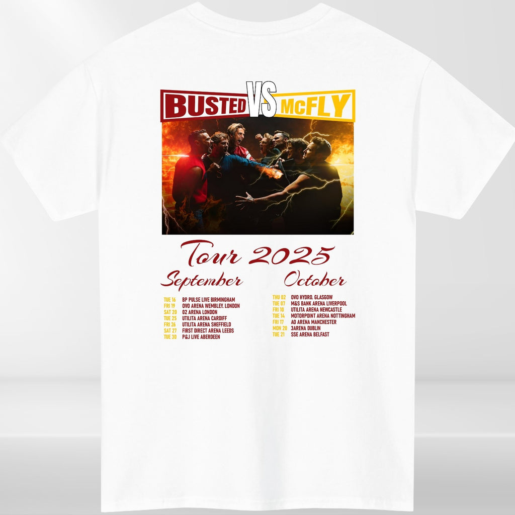 McFly vs Busted Tour 2025 T-Shirt Team McFly Band Front & Back Concert Gift Top