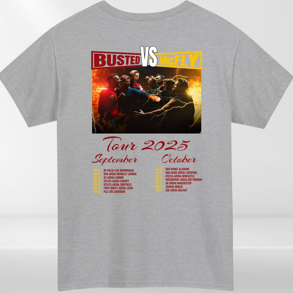 McFly vs Busted Tour 2025 T-Shirt Team McFly Band Front & Back Concert Gift Top