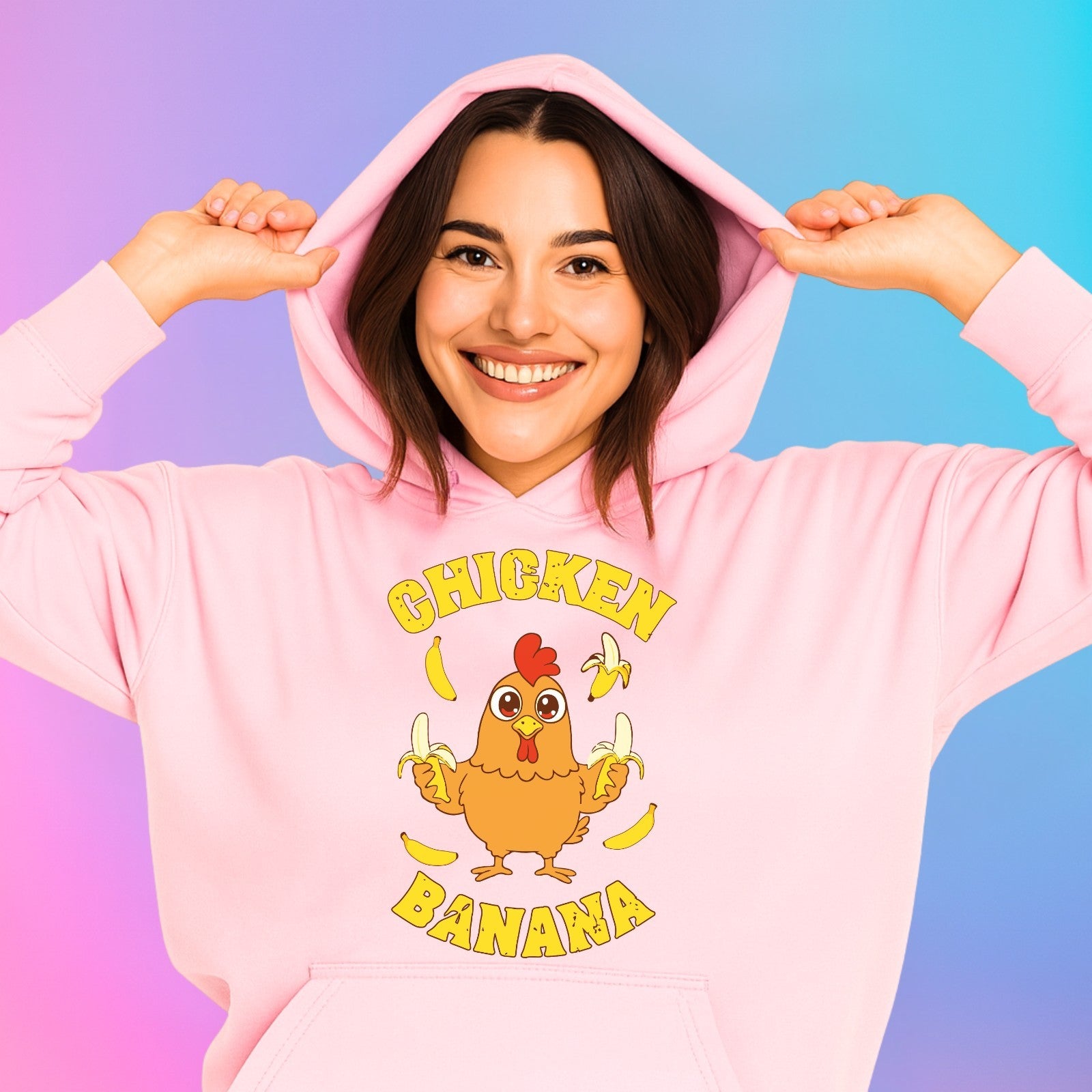 Chicken Banana Hoodie | Funny Meme Hoodie | Cute Cartoon Chicken Gift 3Y–4XL UK