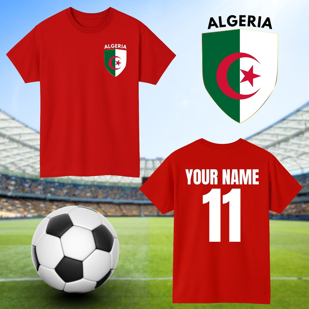 Personalised Algeria Football T-Shirt Custom Name And Number Sports Lover To