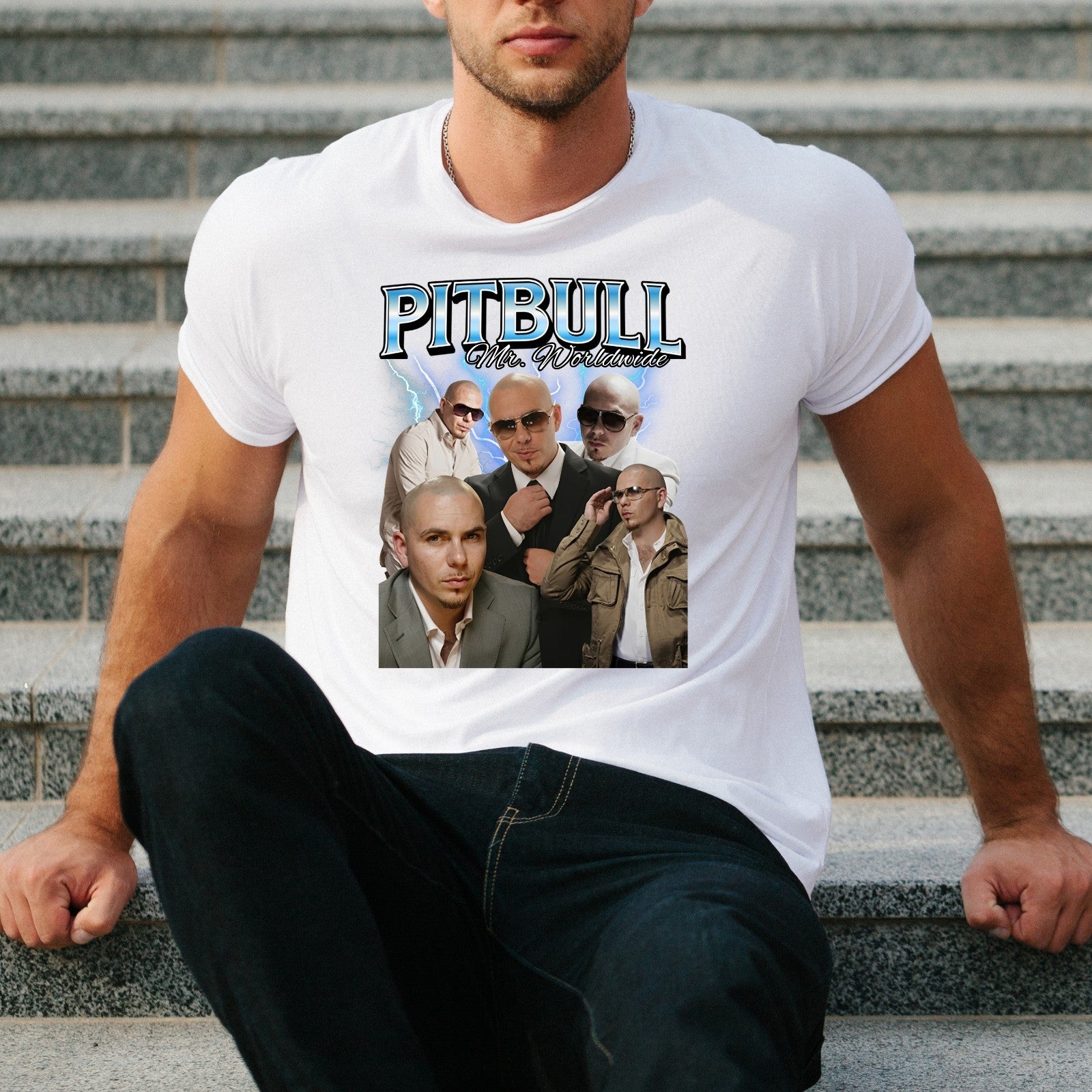 Retro Mr Worldwide Inspired T Shirt Vintage Music Graphic Fan Tee Top UK