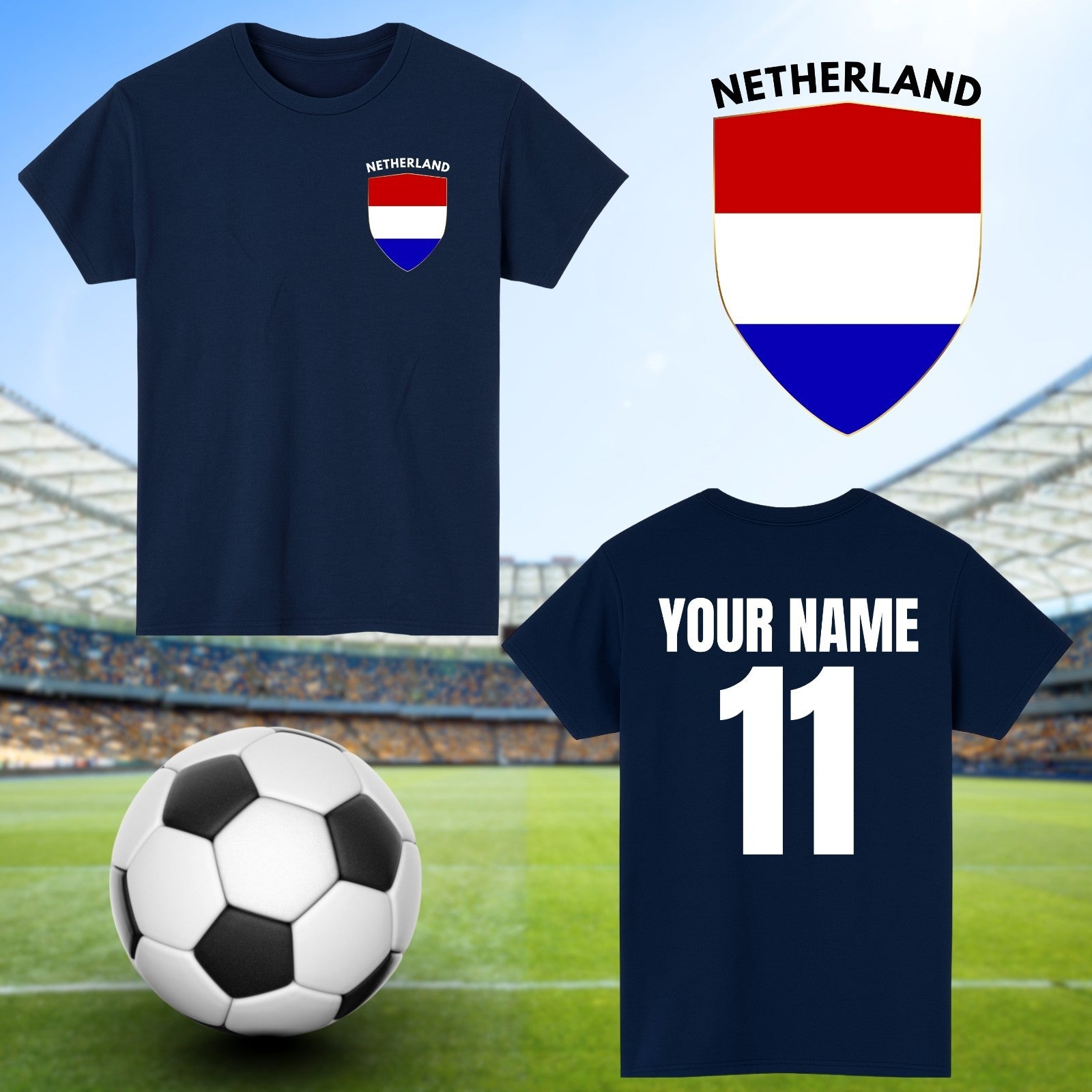 Personalised Netherlands Football T-Shirt Custom Name And Number Sports Lover