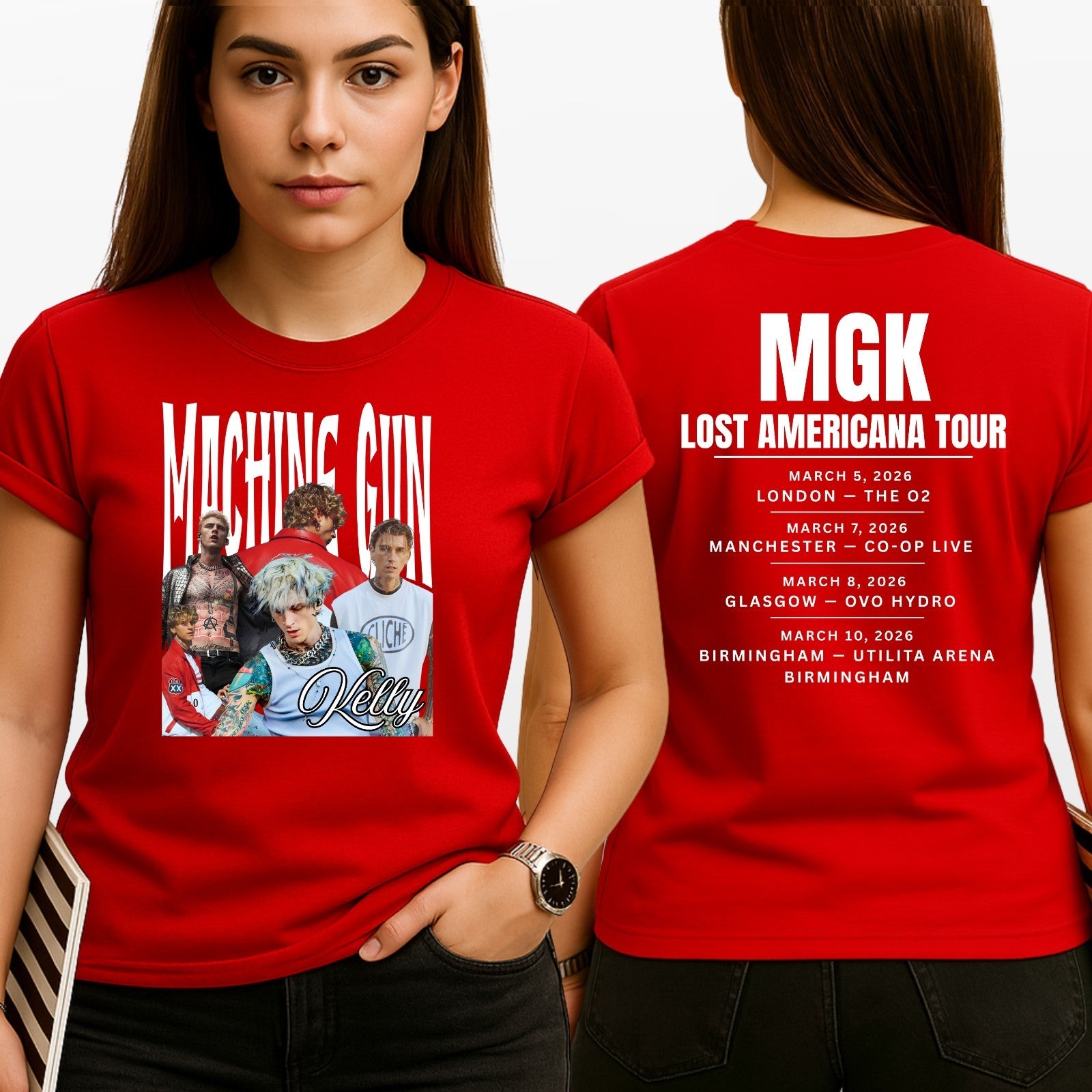 MGk Lost Americana Tour Style T Shirt Front & Back  Music Inspired Tee Unisex