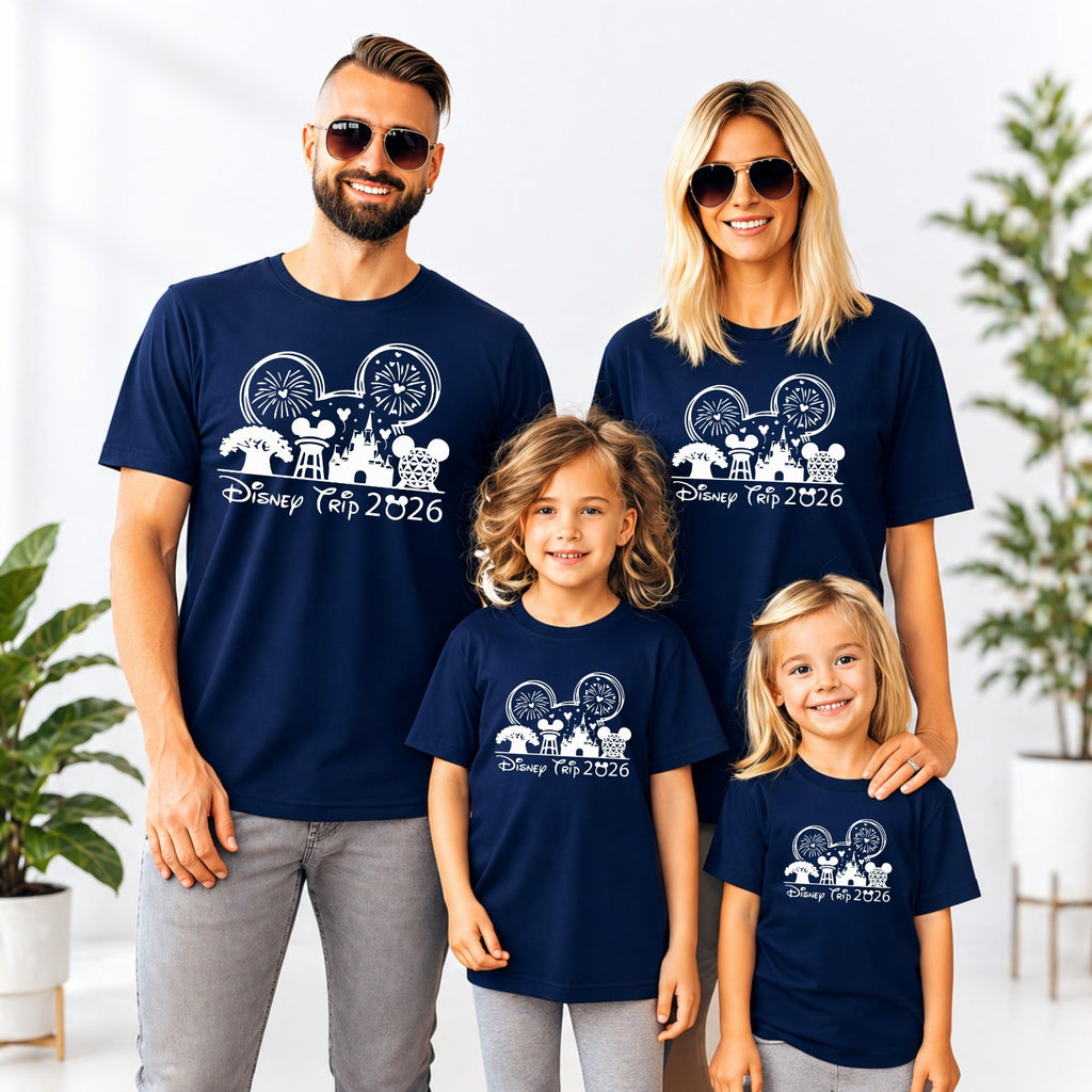 Disney 2026 Family Trip T Shirts Mickey Minnie Matching Disneyland Vacation Tee