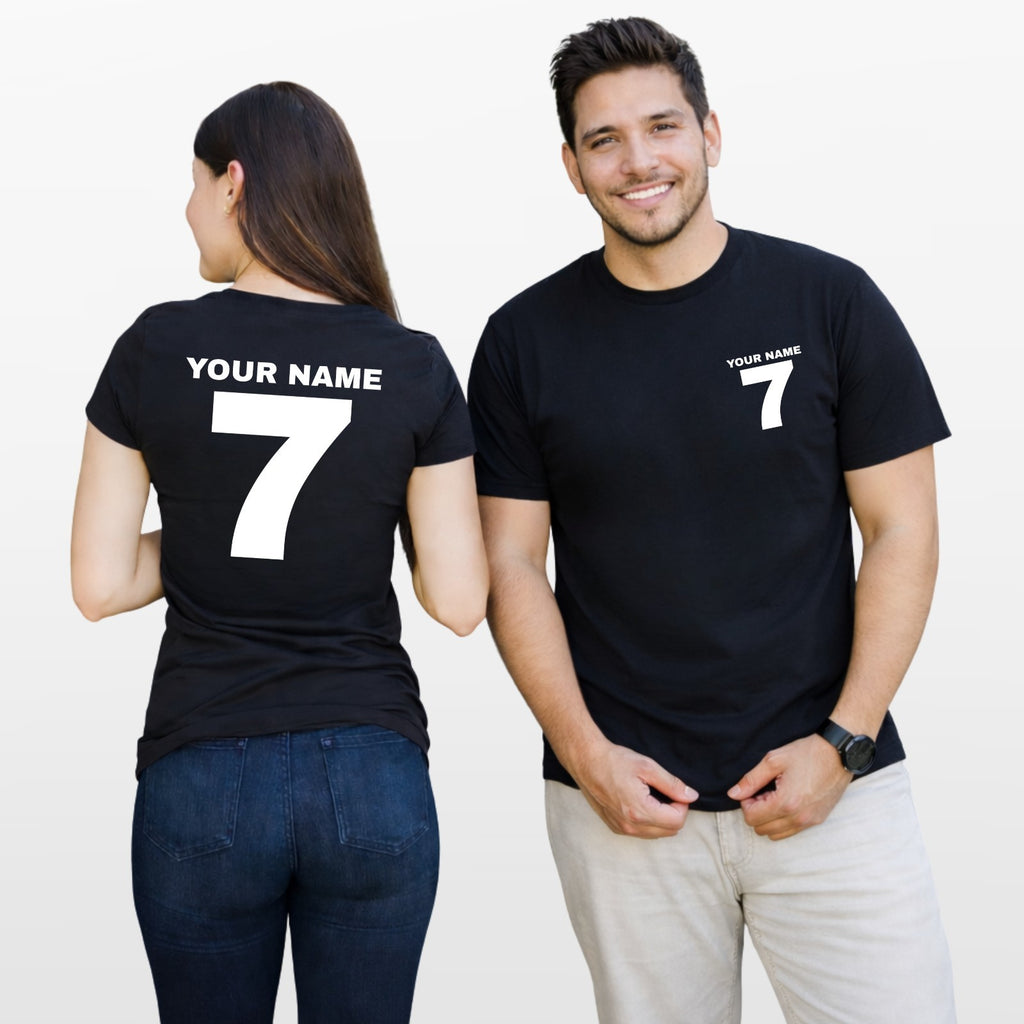 Personalised Football T Shirt Custom Name Number Unisex Cotton Tee Top UK
