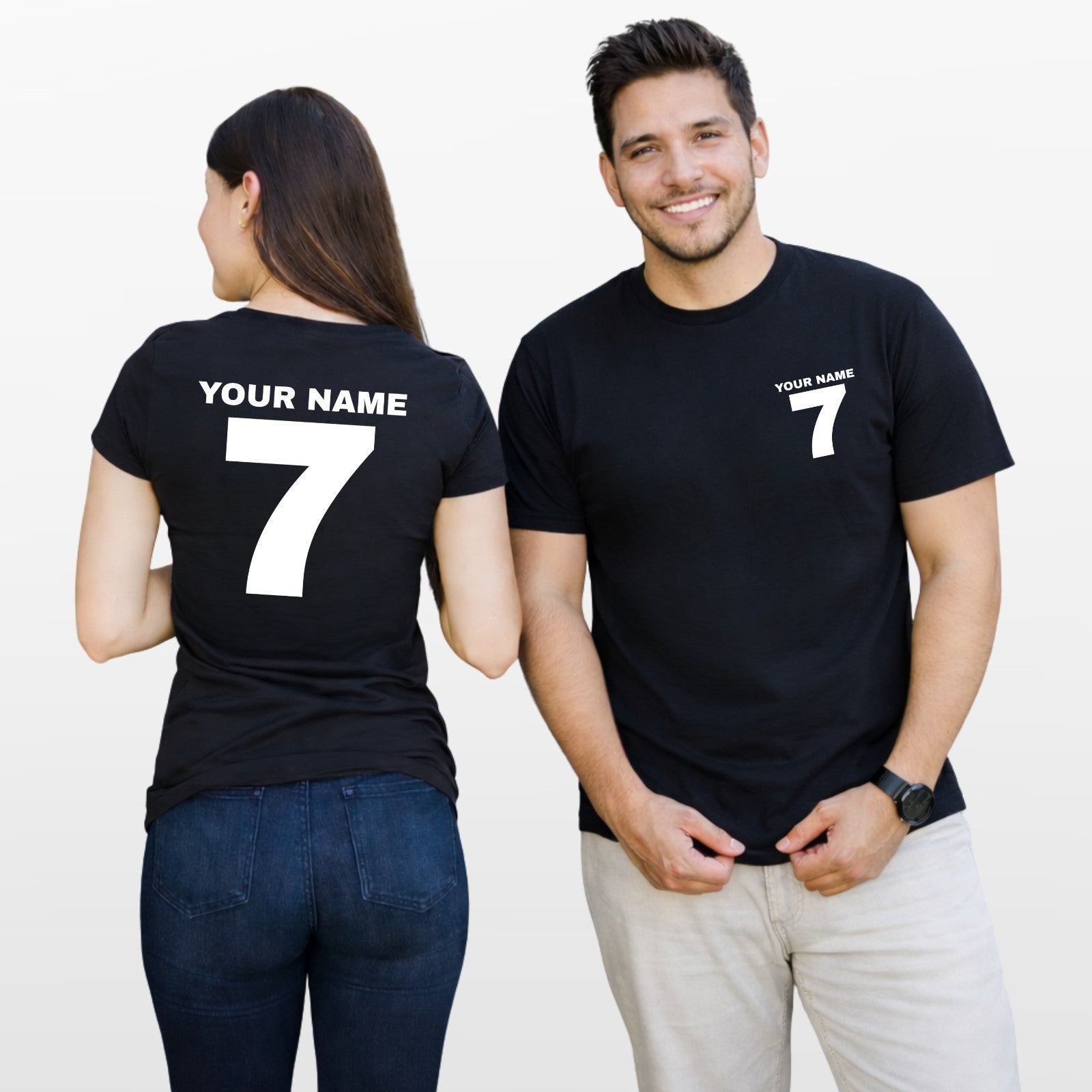 Personalised Football T Shirt Custom Name Number Unisex Cotton Tee Top UK