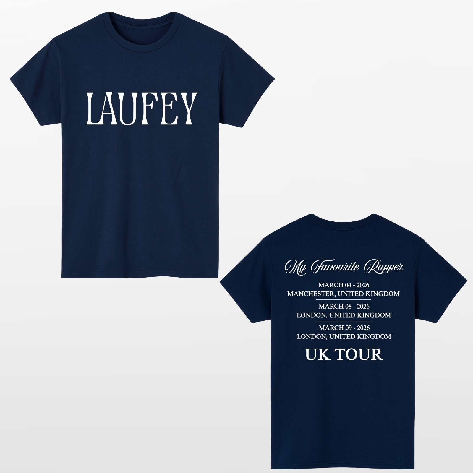 Laufey Favourite Rapper UK Tour Style T Shirt Front & Back Print Music Fan Tee
