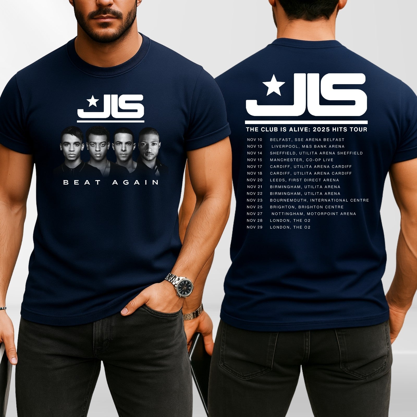 Classic Boy Band T-Shirt, JLS The Club Is Alive 2025 UK Tour Pop Fan Gift Tee