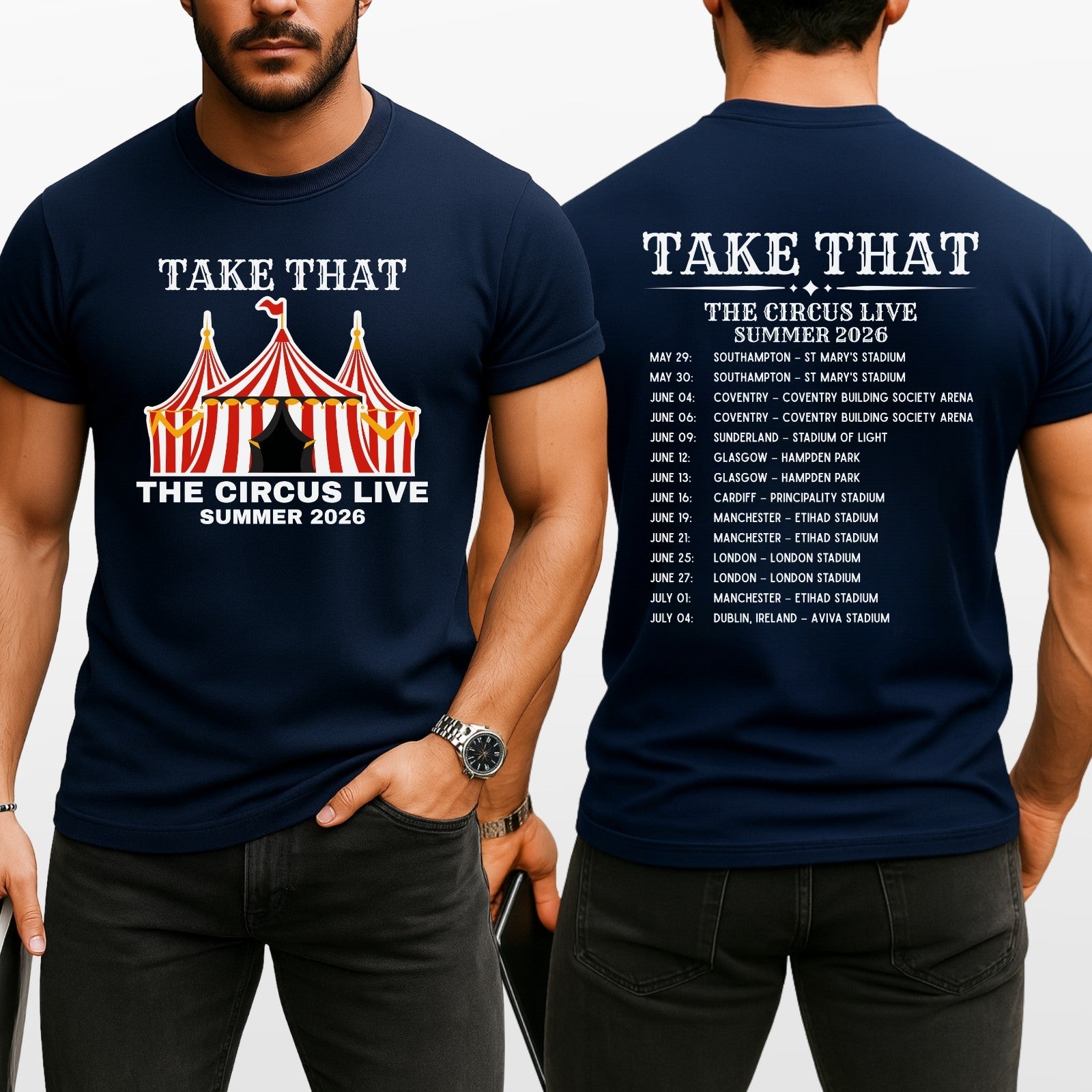 Take That The Circus Live Tour 2026 Inspired 2 Sided Unisex Music Fan T-Shirt