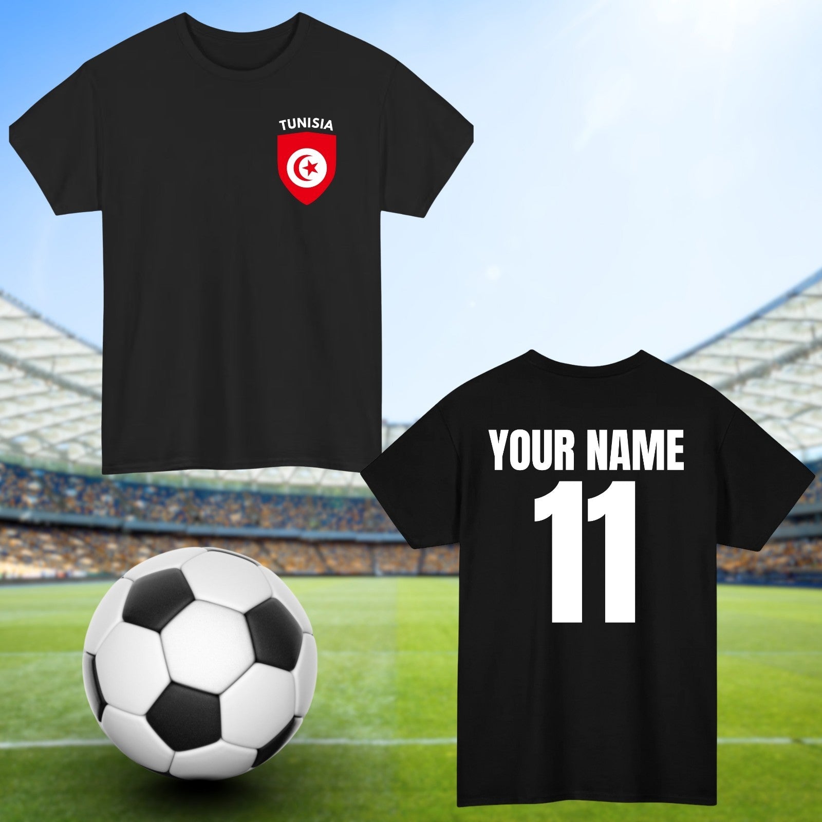 Personalised Tunisa Football T-Shirt Custom Name And Number Sports Lover Top