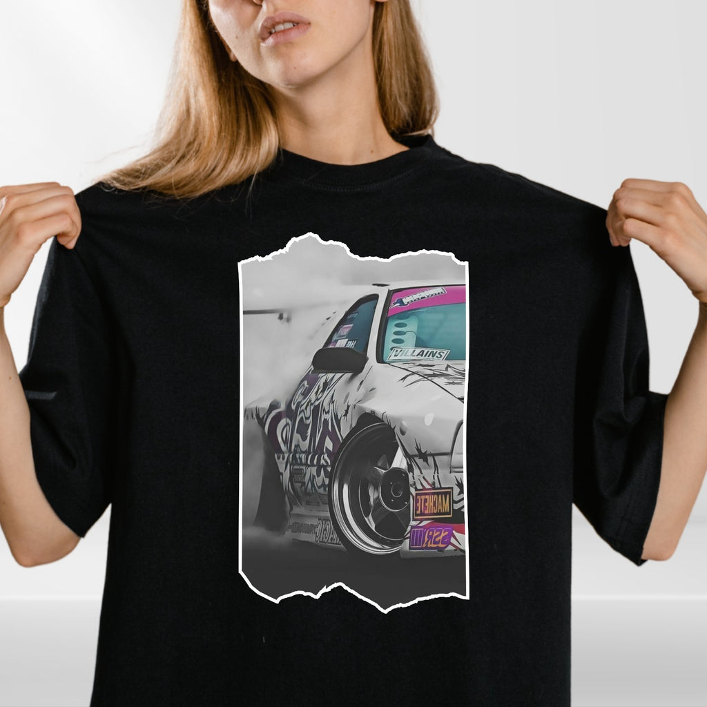Drift Car Graphic T-Shirt Men Streetwear Racing Print Tee JDM Style Unisex