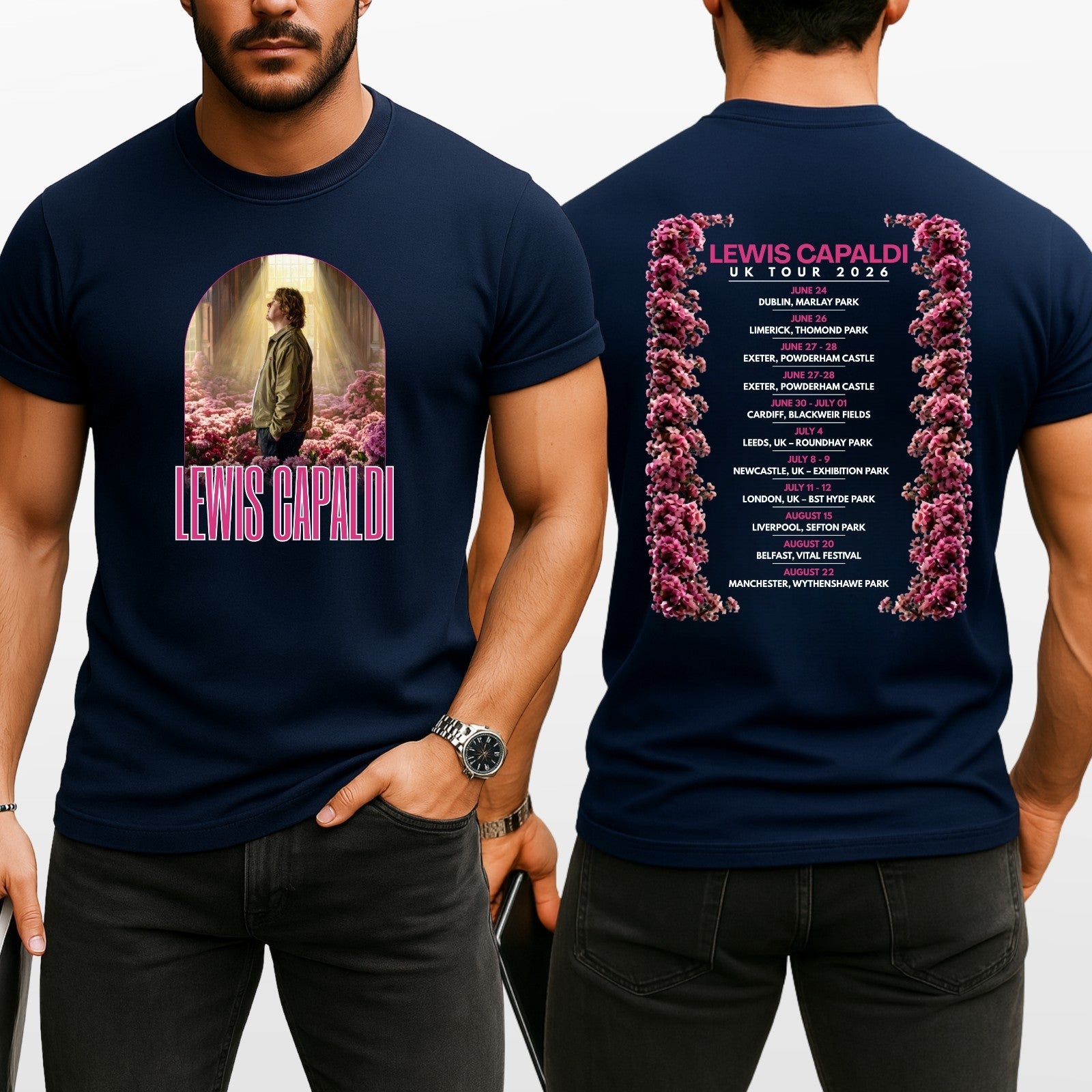 Lewis Capaldi Music Inspired UK Tour 2026 T Shirt Front Back Print Unisex Fan