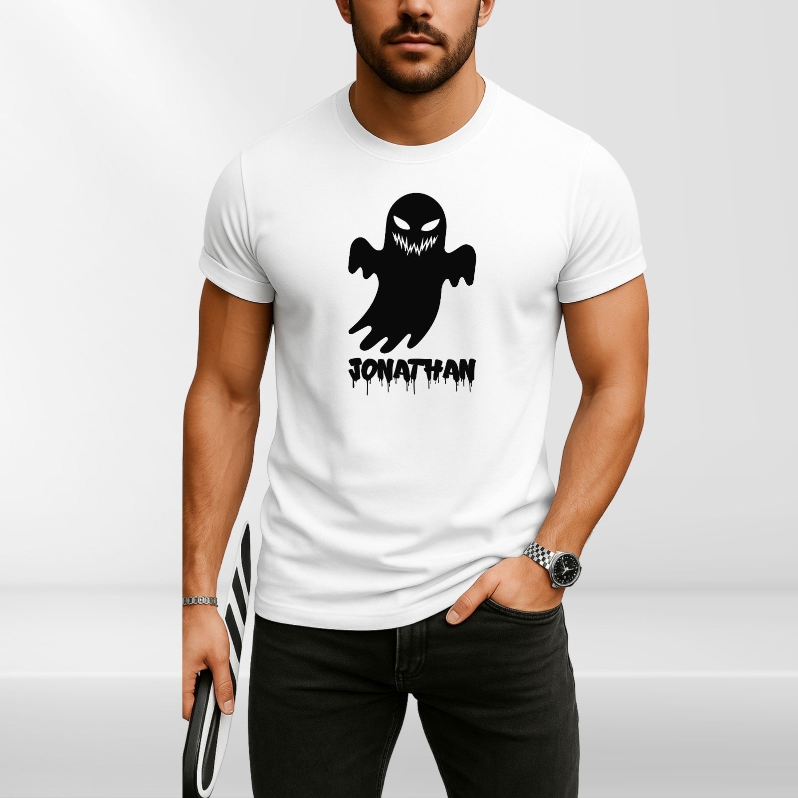 Personalised Halloween Ghost Couple T-Shirt Custom Name Spooky Scary Festive Top